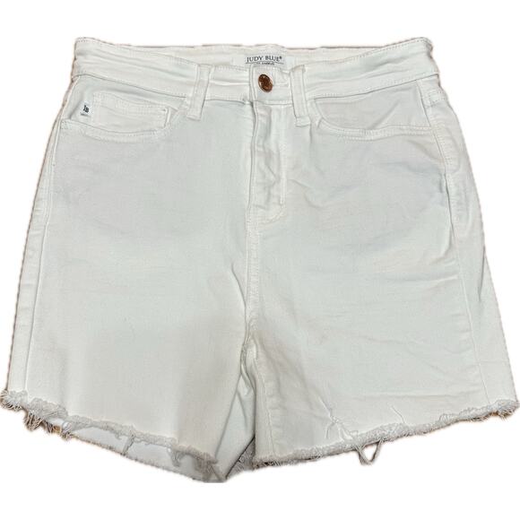 Judy Blue White Cutoff Denim Shorts Size 5/27 - Picture 1 of 9